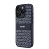 DKNY PU Leather Repeat Pattern Tonal Stripe Apple iPhone 16 Pro Max dėklas telefonui mėlynos spalvos