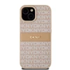 DKNY DKHCP15SPRTHSLP Apple iPhone 15 14 13 6.1 inch rožinės spalvos kietas dėklas Leather Mono Stripe & Metal Logo