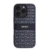 DKNY PU Leather Repeat Pattern Tonal Stripe Apple iPhone 16 Pro dėklas telefonui mėlynos spalvos