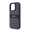 DKNY PU Leather Repeat Pattern Tonal Stripe Apple iPhone 16 Pro Max dėklas telefonui mėlynos spalvos