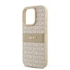 DKNY PU Leather Repeat Pattern Tonal Stripe Apple iPhone 16 Pro dėklas telefonui rožinės spalvos
