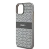 Apple iPhone 13 / 14 / 15 DKNY odinis dėklas Mono Stripe & Metal Logo (DKHCP15SPRTHSLE) beige