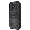 DKNY PU Leather Repeat Pattern Tonal Stripe Apple iPhone 16 Plus dėklas telefonui juodos spalvos