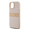 DKNY DKHCP15SPRTHSLP Apple iPhone 15 14 13 6.1 inch rožinės spalvos kietas dėklas Leather Mono Stripe & Metal Logo