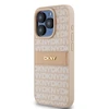 Apple iPhone 14 Pro DKNY dėklas odinis Mono Stripe & Metal Logo (DKHCP14LPRTHSLP) rožinės spalvos