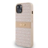Apple iPhone 13 / 14 / 15 DKNY odinis dėklas Mono Stripe & Metal Logo (DKHCP14SPRTHSLP) rožinės spalvos