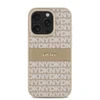 DKNY PU Leather Repeat Pattern Tonal Stripe Apple iPhone 16 Pro dėklas telefonui rožinės spalvos