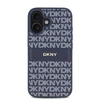 DKNY PU Leather Repeat Pattern Tonal Stripe Apple iPhone 16 dėklas telefonui mėlynos spalvos
