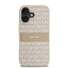 DKNY PU Leather Repeat Pattern Tonal Stripe Apple iPhone 16 Plus dėklas telefonui rožinės spalvos