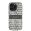 DKNY PU Leather Repeat Pattern Tonal Stripe Apple iPhone 16 Pro dėklas telefonui smėlio spalvos