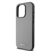 DKNY PU Leather Sidabrinis Metal Logo Magsafe dėklas telefonui Apple iPhone 14 Pro pilkos spalvos