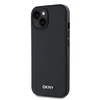 DKNY PU Leather Sidabrinis Metal Logo Magsafe dėklas telefonui Apple iPhone 13 juodos spalvos