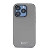DKNY PU Leather Sidabrinis Metal Logo Magsafe dėklas telefonui Apple iPhone 15 Pro Max pilkos spalvos