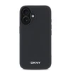 DKNY PU Leather Sidabrinis Metal Logo Magsafe Apple iPhone 16 Plus dėklas telefonui juodos spalvos