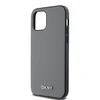 DKNY PU Leather Sidabrinis Metal Logo Magsafe dėklas telefonui Apple iPhone 12/12 Pro pilkos spalvos