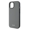 DKNY PU Leather Sidabrinis Metal Logo Magsafe dėklas telefonui Apple iPhone 14 pilkos spalvos