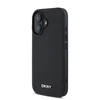 DKNY PU Leather Sidabrinis Metal Logo Magsafe Apple iPhone 16 Plus dėklas telefonui juodos spalvos