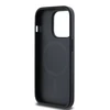 DKNY PU Leather Sidabrinis Metal Logo Magsafe dėklas telefonui Apple iPhone 14 Pro juodos spalvos