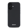 DKNY PU Leather Sidabrinis Metal Logo Magsafe Apple iPhone 16 dėklas jūsų telefonui juodos spalvos
