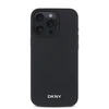 DKNY PU Leather Sidabrinis Metal Logo Magsafe Apple iPhone 16 Pro dėklas jūsų telefonui juodos spalvos