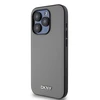 DKNY PU Leather Sidabrinis Metal Logo Magsafe dėklas telefonui Apple iPhone 15 Pro pilkos spalvos