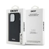 DKNY PU Leather Sidabrinis Metal Logo Magsafe dėklas telefonui Apple iPhone 14 Pro Max juodos spalvos