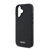 DKNY PU Leather Sidabrinis Metal Logo Magsafe Apple iPhone 16 Plus dėklas telefonui juodos spalvos