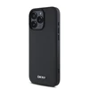 DKNY PU Leather Sidabrinis Metal Logo Magsafe Apple iPhone 16 Pro Max dėklas telefonui juodos spalvos