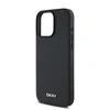 DKNY PU Leather Sidabrinis Metal Logo Magsafe Apple iPhone 16 Pro Max dėklas telefonui juodos spalvos