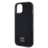 DKNY PU Leather Stack Logo Magsafe Dėklas, skirtas Apple iPhone 15 juodos spalvos