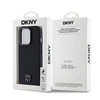 DKNY PU Leather Stack Logo Magsafe dėklas telefonui Apple iPhone 15 Pro juodos spalvos