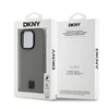 DKNY PU Leather Stack Logo Magsafe dėklas telefonui Apple iPhone 15 Pro pilkos spalvos