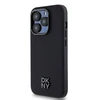 DKNY PU Leather Stack Logo Magsafe dėklas telefonui Apple iPhone 15 Pro Max juodos spalvos