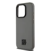 DKNY PU Leather Stack Logo Magsafe dėklas telefonui Apple iPhone 15 Pro pilkos spalvos