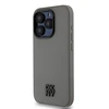 DKNY PU Leather Stack Logo Magsafe dėklas telefonui Apple iPhone 15 Pro pilkos spalvos