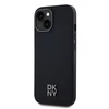 DKNY PU Leather Stack Logo Magsafe Dėklas, skirtas Apple iPhone 15 juodos spalvos