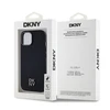 DKNY PU Leather Stack Logo Magsafe Dėklas, skirtas Apple iPhone 15 juodos spalvos