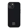 DKNY PU Leather Stack Logo Magsafe Dėklas, skirtas Apple iPhone 15 juodos spalvos