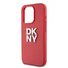 DKNY PU Leather Stack Logo Wrist Strap dėklas telefonui Apple iPhone 15 Pro Max raudonos spalvos