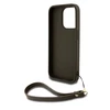 DKNY PU Leather Stack Logo Wrist Strap dėklas telefonui Apple iPhone 14 Pro rudos spalvos