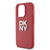 DKNY PU Leather Stack Logo Wrist Strap dėklas telefonui Apple iPhone 14 Pro raudonos spalvos