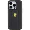 Ferrari Grip Stand Metal Logo Apple iPhone 15 Pro Max - dėklas telefonui juodos spalvos