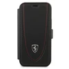 Dėklas Ferrari FEOGOFLBKP12SBK iPhone 12 mini 5.4" juodas/juodas book Off Track Perforated
