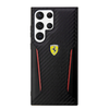 Dėklas Ferrari FEHCS23LNPYK S23 Ultra S918 juodas/juodas kietas anglies kontrasto kraštai