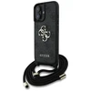 GUESS dėklas skirtas Apple iPhone 16 Plus GUHCP16MP4GMGCRK (CBDY PU 4G Big Logo W/Cord Strap) juodos spalvos