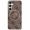 Guess 4G Glitter Triangle Mygtukai MagSafe Samsung Galaxy S25 dėklas telefonui rudos spalvos