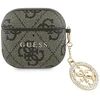 Guess 4G Script PC/PU Charm dėklas skirtas AirPods 4 rudos spalvos