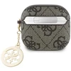 Guess 4G Script PC/PU Charm dėklas skirtas AirPods 4 rudos spalvos