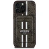 Guess 4G Stripes su portfelem Magsafe Apple iPhone 16 Pro Max dėklas telefonui rudos spalvos