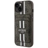 Guess 4G Stripes su krepšeliu Magsafe Apple iPhone 15 dėklas telefonui rudos spalvos